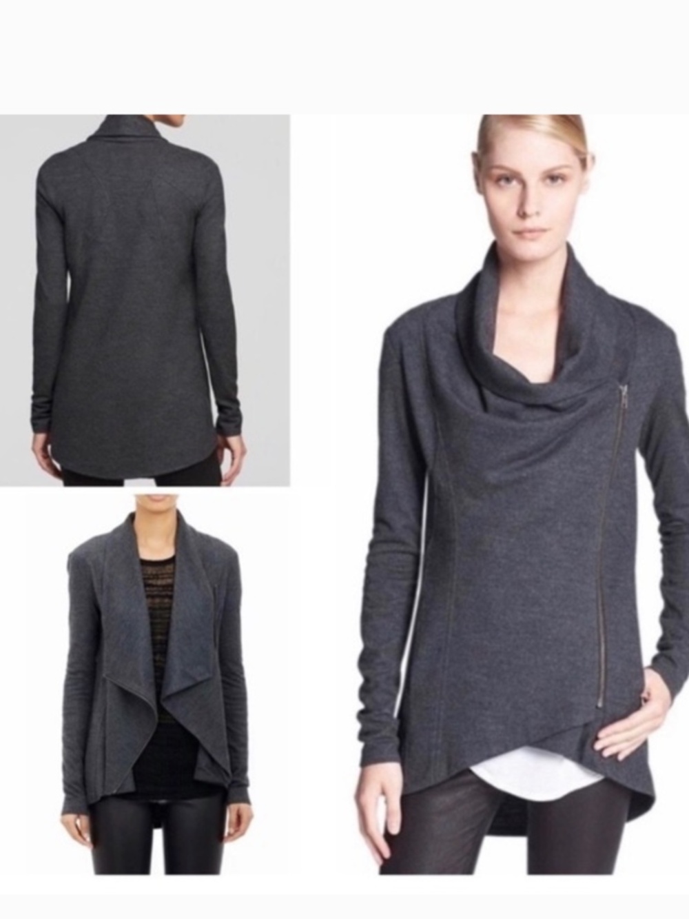 EUC Helmut Lang Gray Wool Asymmetric Zip Jacket